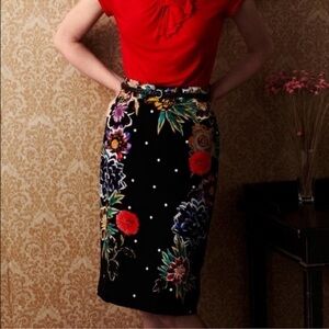 EUC - Anthropologie Yoana Baraschi Floral pencil skirt - size 6